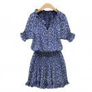 SexySexy Summer Women Paisley Print V neck Boho Hippie Sundress Elastic Short Dress