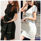 Women's Round -Neck Short Sleeve Striped Pencil Dress Bodycon Dress