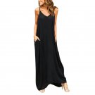Women Summer Boho Style Fine Strap Sleeveless Casual Loose Long Maxi Solid Dress