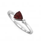Trillion Garnet Engagement Ring 925 Sterling Silver Real SI Diamond Bridal Ring
