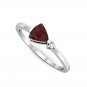 Trillion Garnet Engagement Ring 925 Sterling Silver Real SI Diamond Bridal Ring