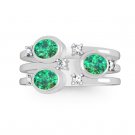 Emerald Wedding Ring Solid 925 Silver Jewelry Vintage Emerald CZ Wedding Band