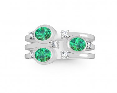 Emerald Wedding Ring Solid 925 Silver Jewelry Vintage Emerald CZ Wedding Band
