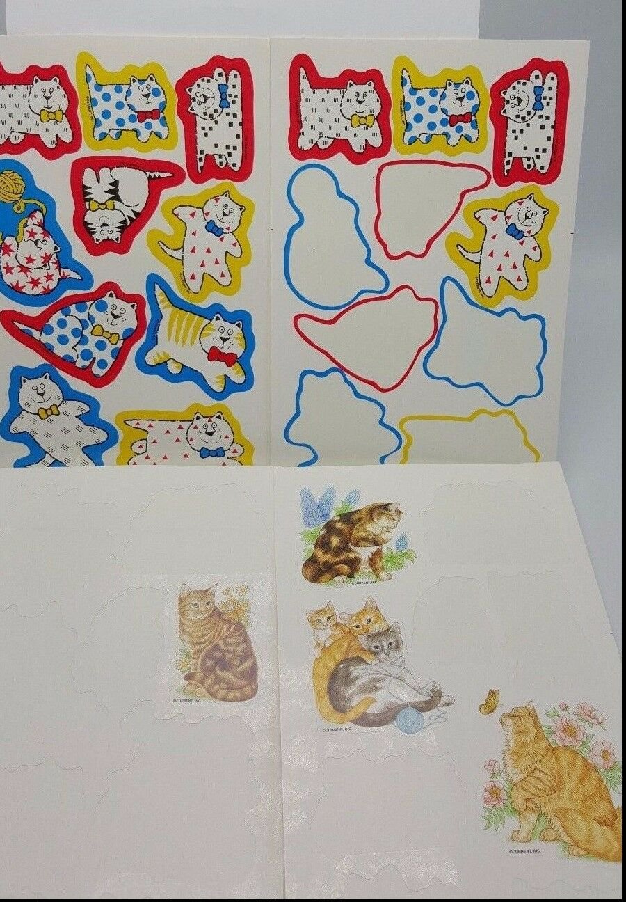 Current Inc Kitten Cat Kitty Stickers 1990s lot Sticker sheets 1991 Used Cartoon