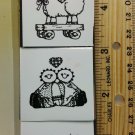 Country rubber stamp set 3 Quilt heart lamb sheep house Ragdoll Mini Foam