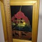 Pipal leaf framed art silhouette africa savannah sunset tree antelope 6.5"