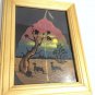 Pipal leaf framed art silhouette africa savannah sunset tree antelope 6.5"