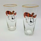 Scotchman Glass Plaid Libbey Scottish Scot Pipe Tumbler Lot 2 Scotland
