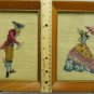 Colonial Couple man woman framed finished needlepoint set 2 Tricorn Colonist
