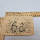 House Mouse Nose Flowers Rubber Stamp wood mounted 51 Jareckie 1997