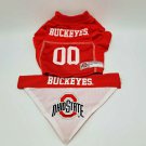 Pets first Ohio State Football Jersey Dog Cat Mesh Red Bandana Set XS