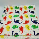 Vintage Dinosaur Flannel Baby Receiving Blanket Lovey Primary Colors Red Yellow