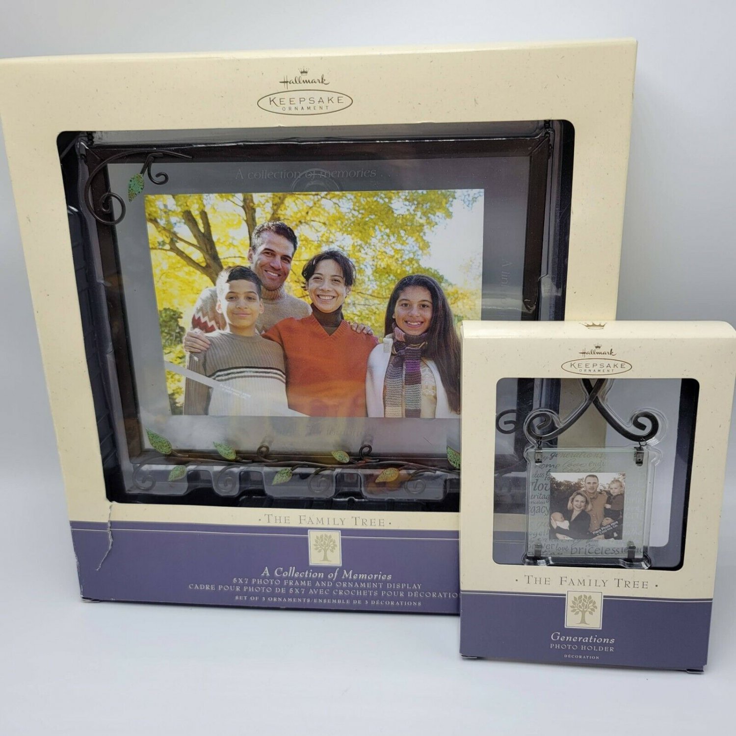 Hallmark Family Tree 5x7 Photo Frame 4 Hanging Ornament Frames