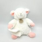 Doudou et Compagnie White Lamb Sheep Plush Lovey Baby Pink Girl 9" Blanket