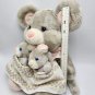 Mother Mama Mouse Plush Stuffed Animal 2 babies Apron Pocket 1989 House of Lloyd