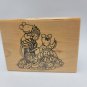 Mouse Rubber stamp sewing buttons seamstress wood mount Thread