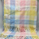 Tennessee Woolen Mills Baby Blanket Acrylic Pastel Plaid Fringed Crib Nursery