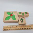 Hero Arts Lot 3 Christmas Rubber stamps Grand Holly Candy Canes Ho ho ho
