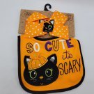 Halloween Baby Girl Bib Headband Set So Cute It's Scary Black Cat Essentials