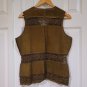Vintage Macrame Suede Hippy Womens Vest S Olive Green Crochet Knitted Button