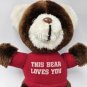 Russ Berrie LUV PETS Teddy Bear This Bear Loves You red Tshirt  Nut shell 8" 924