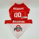 Ohio State Football Jersey Dog Pets first Cat Mesh Red Bandana Set XS
