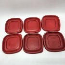 Rubbermaid Easy Find 7J58 Red Square Lot 6 Replacement Lids 4.5" Food Container