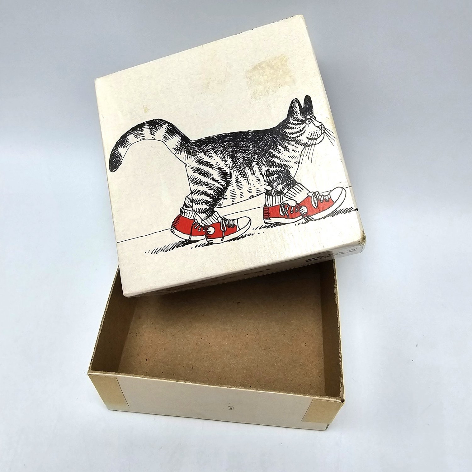 Kliban Cat EMPTY BOX Sneakers Puzzle 4" 1979 1970s Red White