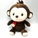 Plush Monkey Chimp Miniso Life Brown Red Scarf 9"