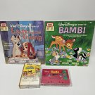 Bambi Lady Tramp Disney Read Along Audio Cassette Book Music Soundtrack Lot