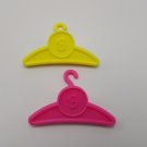 Barbie Clip on Hangers Lot 2 Pink Yellow Plastic 1992 1990s