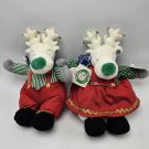 Christmas White Reindeer Applause Snobell Kids bell Set 2 Green Red Dress Girl