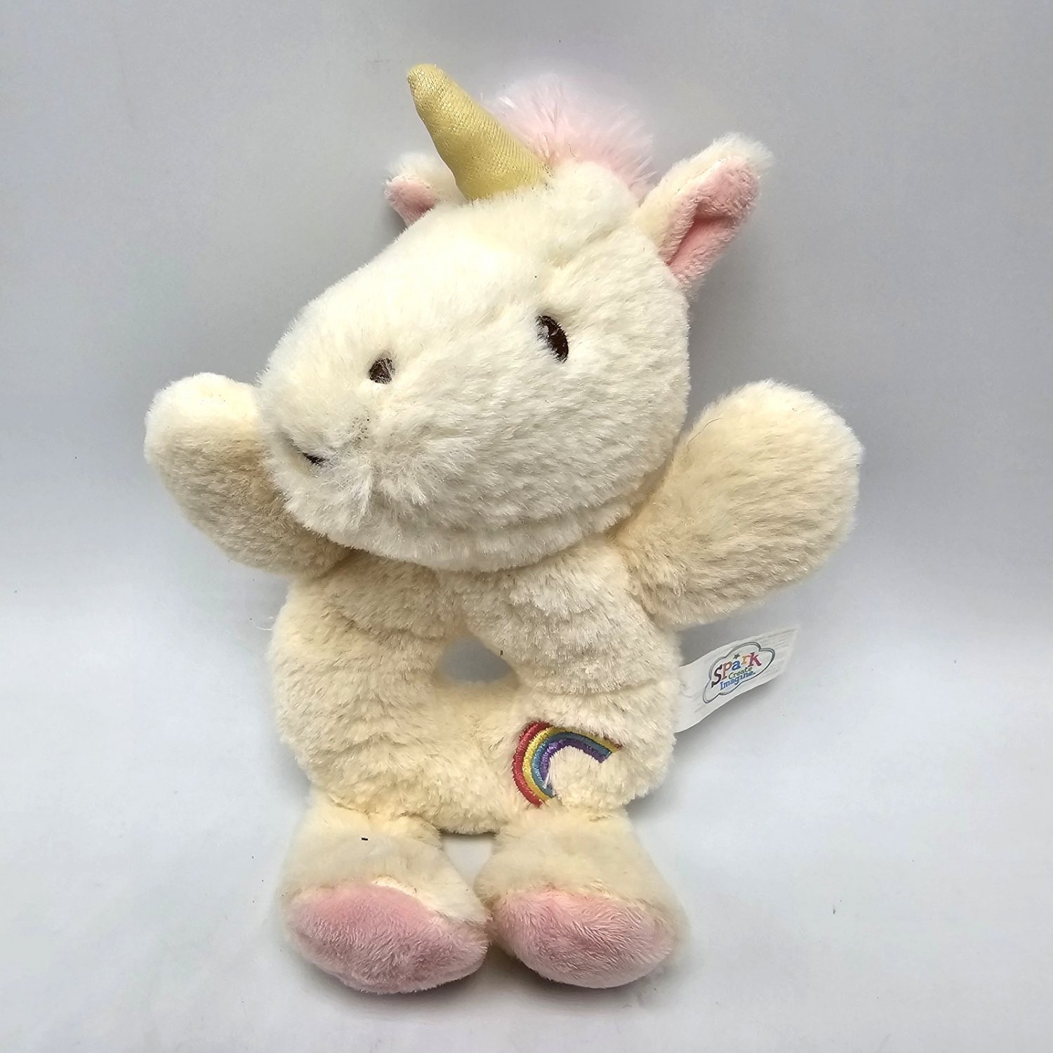 Plush Unicorn Ring Rattle Spark Create Imagine Rainbow Walmart Soother Toy