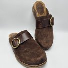 Sofft Billie Mules Size 7.5  M Clogs Womens Brown Suede Leather Buckle Flat