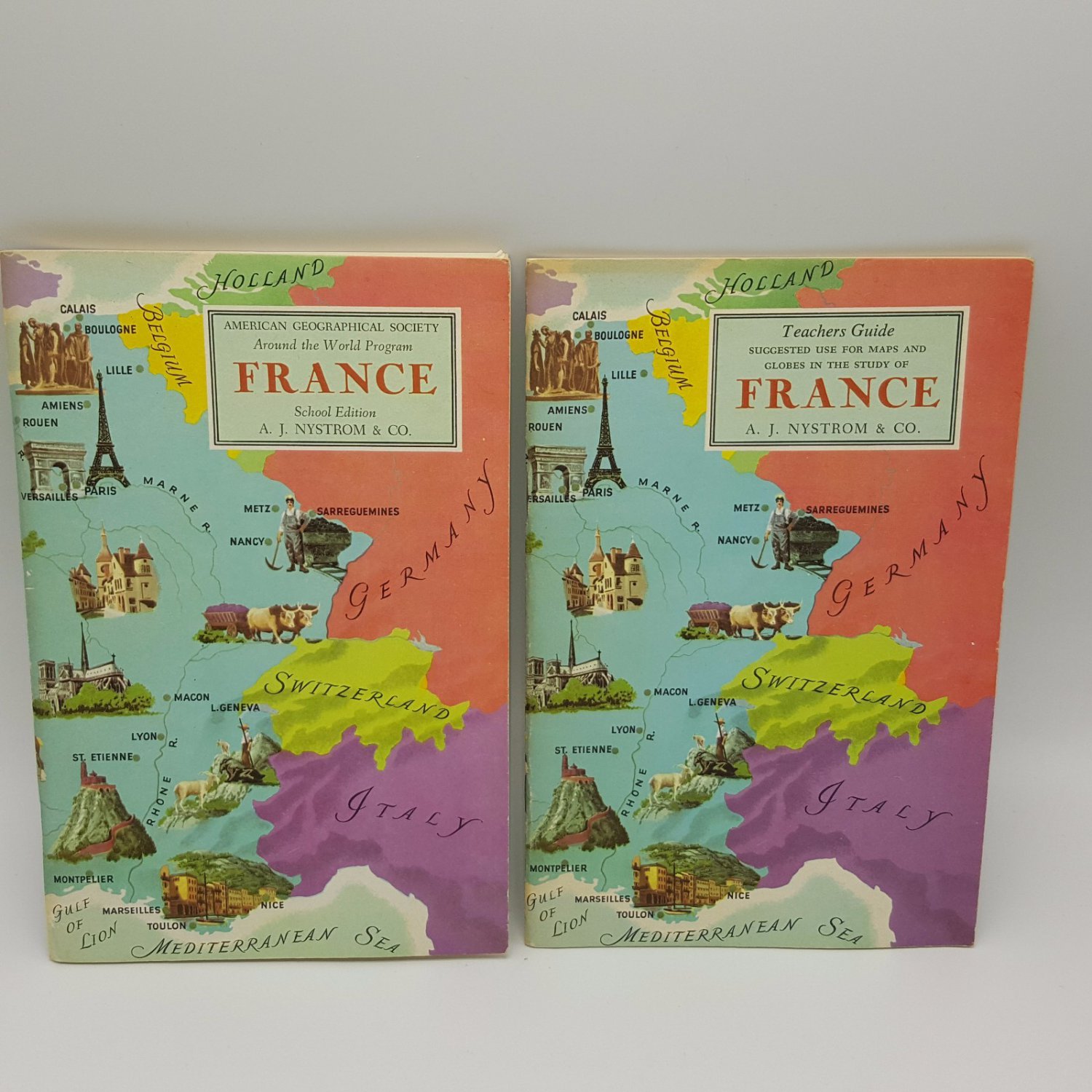France Around World Program Nystrom Map Study Geographical Society Lot 2 Booklet