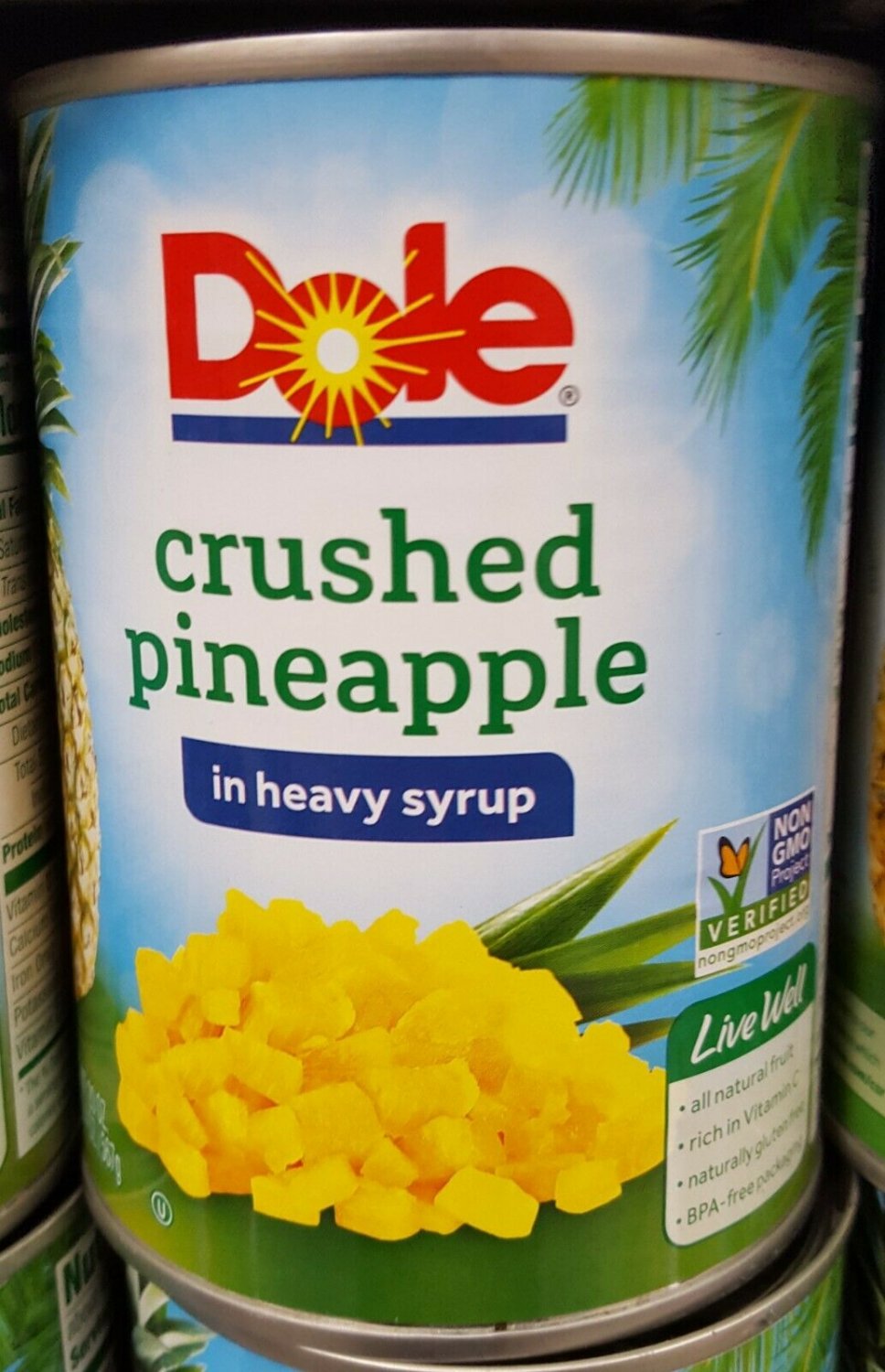 Dole Crushed Pineapple In Heavy Syrup 20 Oz Each 7 Pack Cans Non Gmo No Bpa 8529