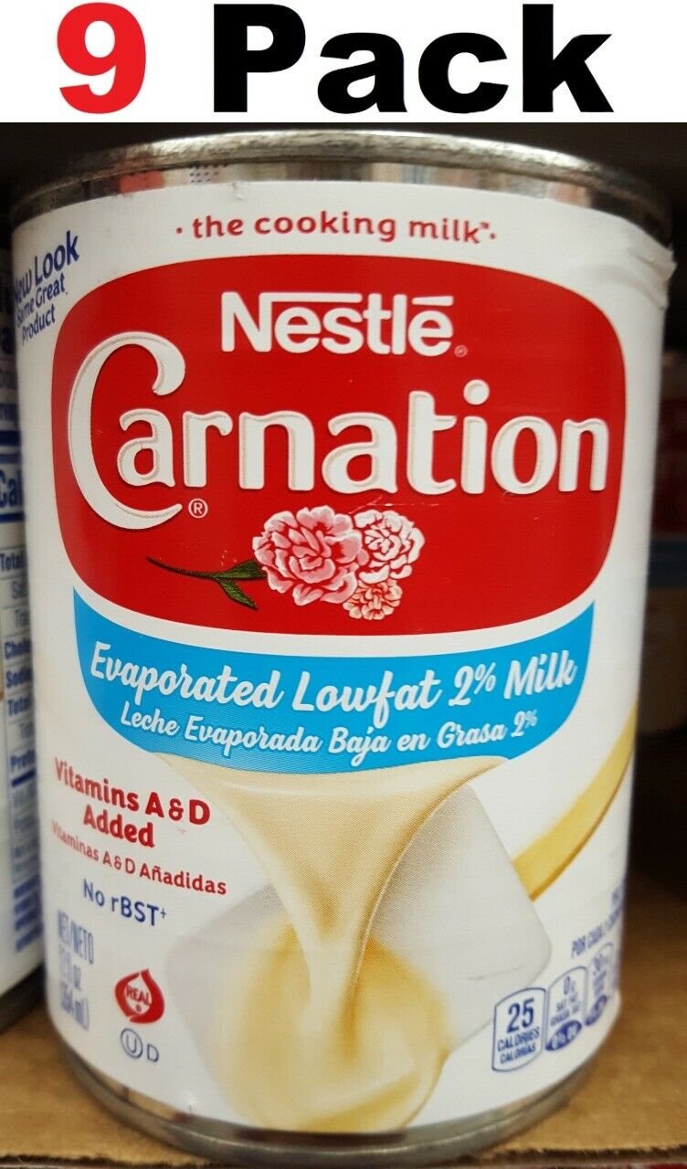 Nestle Carnation Evaporated Low Fat 2 Milk 12 Fl Oz Each 9 Pack No Rbst 