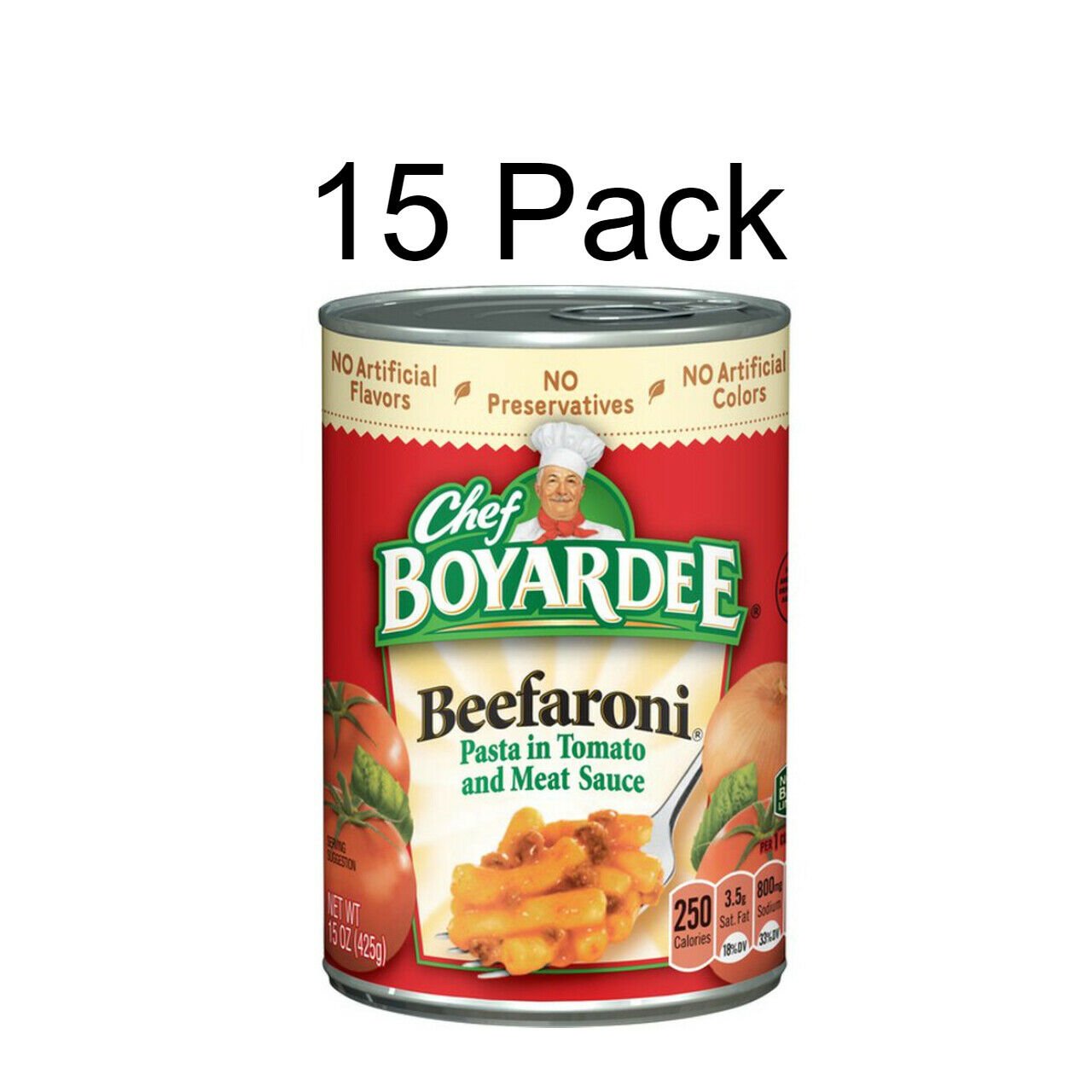 (15-Pack) Chef Boyardee Beefaroni Pasta Non BPA Liner