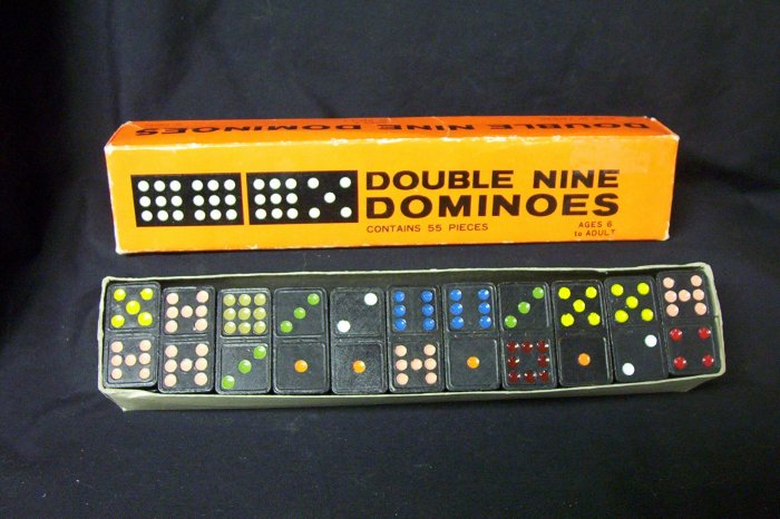 Double Nine Dominoes ~Vintage~All Hand Painted Numbers