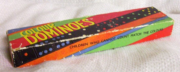 Antique Coloured Wooden Vintage Dominoes (Spears of England)