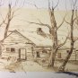 W.A. Lloyd Davies (1975) Log Home Charcoal/Wash (Original)