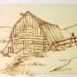 W.A. Lloyd Davies (1975) Log Barn Charcoal/Wash (Original)