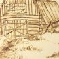 W.A. Lloyd Davies (1975) Log Barn Charcoal/Wash (Original)