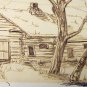 W.A. Lloyd Davies (1975) Log Home Charcoal/Wash (Original)