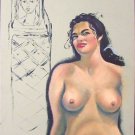 Indian Woman with Papoose Original Painting by A.E. Ingram circa 1964