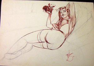 Lady of the night, and her "gift"- A. E. Ingram an Original Sketch using Drybrush with Oils