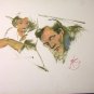 'Reading to Dream' Original Piece of Artwork (Oil Wash) Circa 1950 (Self Portrait) A.E. Ingram