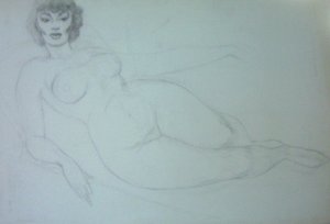 Alluring Nude Original Artwork A.E. (TED INGRAM) -