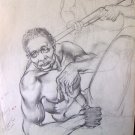 Southerners Capturing a Slave in the Mud - Original drawing - Ted Ingram
