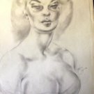 "Puckering Buxom Blonde" - A.E. (Ted) Ingram - Original Drawiing - 14 x 20 (1951)